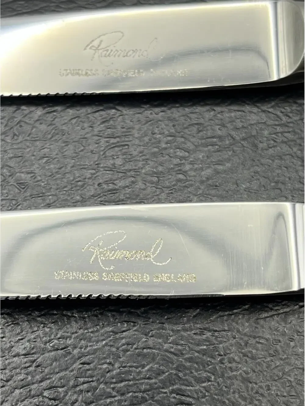 Raimond VTG Sheffield England Stainless Fruit 6 ea Knives Mother of Pearl